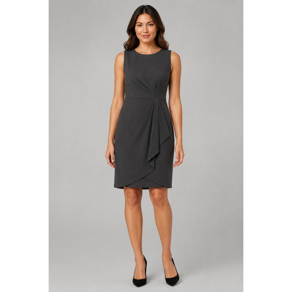 Tahari Arthur S Levine Black Sleeveless Tulip Sheath Dress 14P 8223P366
